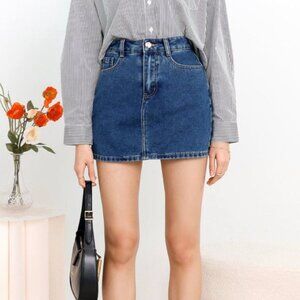 NWOT Denim Mini Summer Jeans Skorts In Dark Wash